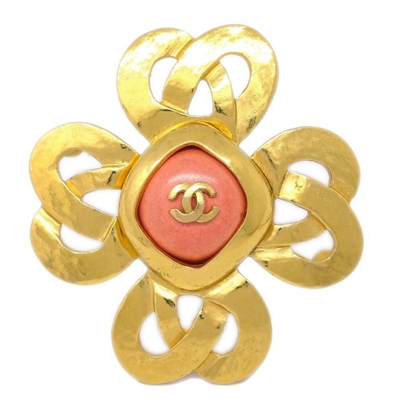 Chanel Gold Stone Brooch Pin - Picture 1 of 4